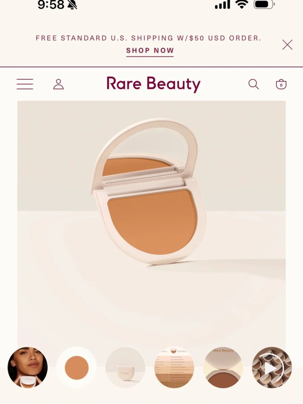 New! Rare Beauty True to Myself Tinted Pressed Finishing Powder-Almond